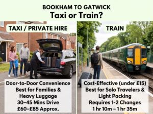 Bookham to Gatwick Taxi or Train How to Choose